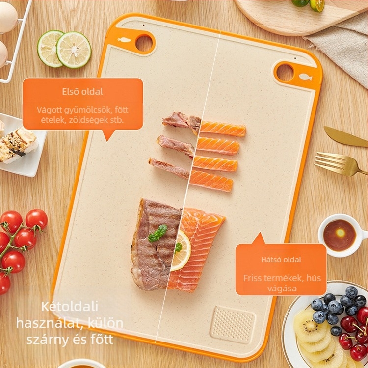 Vágódeszka búzaszalma anyagból, penészálló, csúszásmentes, skandináv stílusú