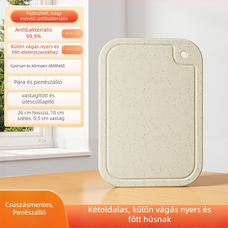 Vágódeszka búzaszalma anyagból, penészálló, csúszásmentes, skandináv stílusú