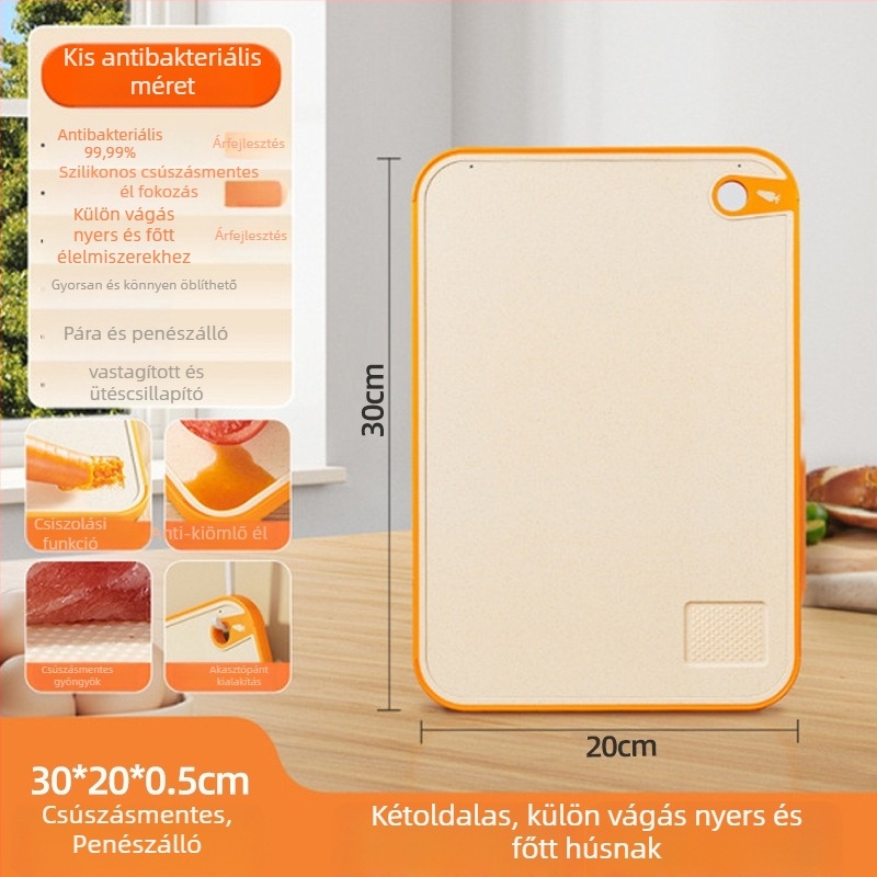 Vágódeszka búzaszalma anyagból, penészálló, csúszásmentes, skandináv stílusú