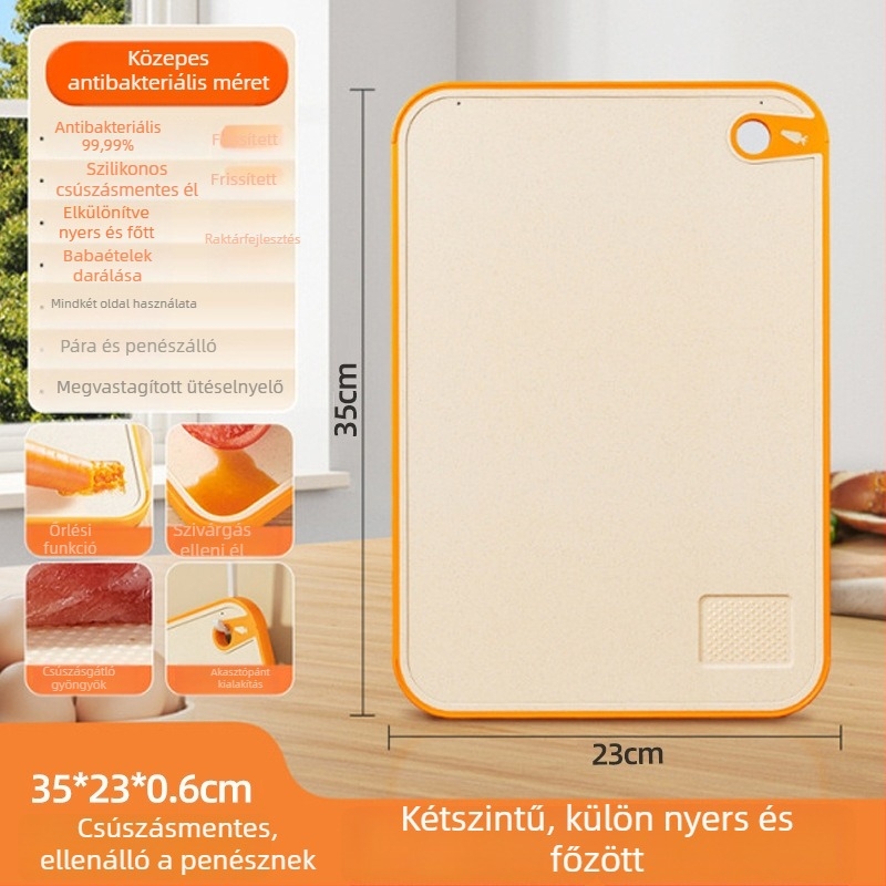 Vágódeszka búzaszalma anyagból, penészálló, csúszásmentes, skandináv stílusú