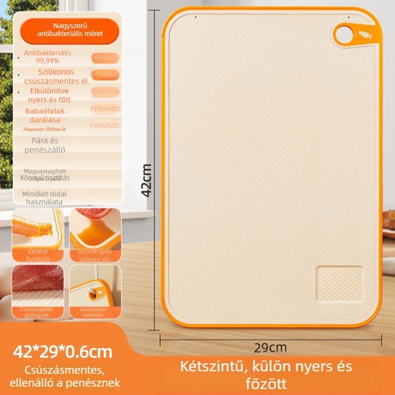 Vágódeszka búzaszalma anyagból, penészálló, csúszásmentes, skandináv stílusú