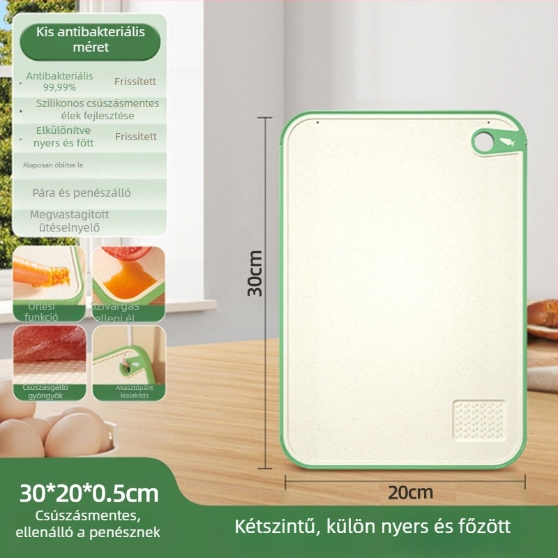 Vágódeszka búzaszalma anyagból, penészálló, csúszásmentes, skandináv stílusú