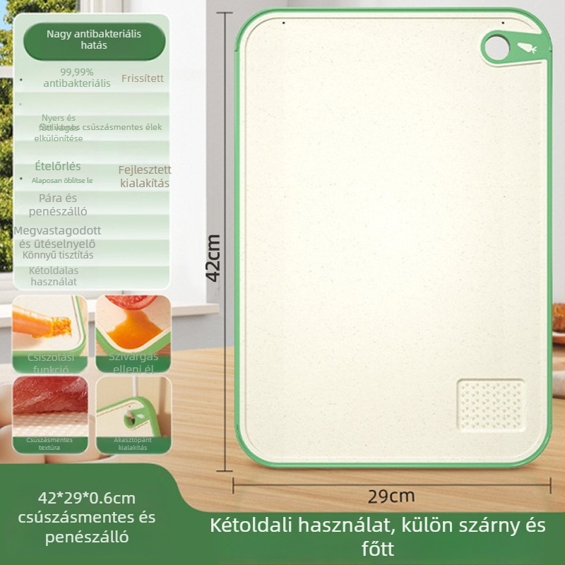 Vágódeszka búzaszalma anyagból, penészálló, csúszásmentes, skandináv stílusú