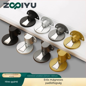 Alumíniumötvözet padlóra szerelt ajtóstop beltéri faajtókhoz, Ct-02 telepítés, homokfúvott felület, standard felépítés, elektroplatálás