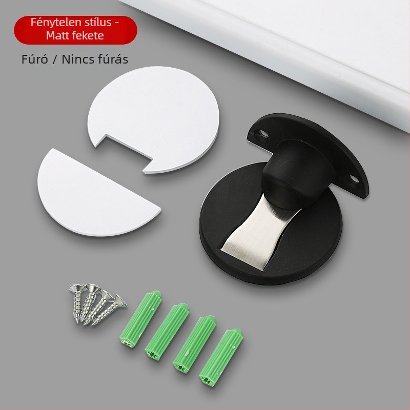 Alumíniumötvözet padlóra szerelt ajtóstop beltéri faajtókhoz, Ct-02 telepítés, homokfúvott felület, standard felépítés, elektroplatálás