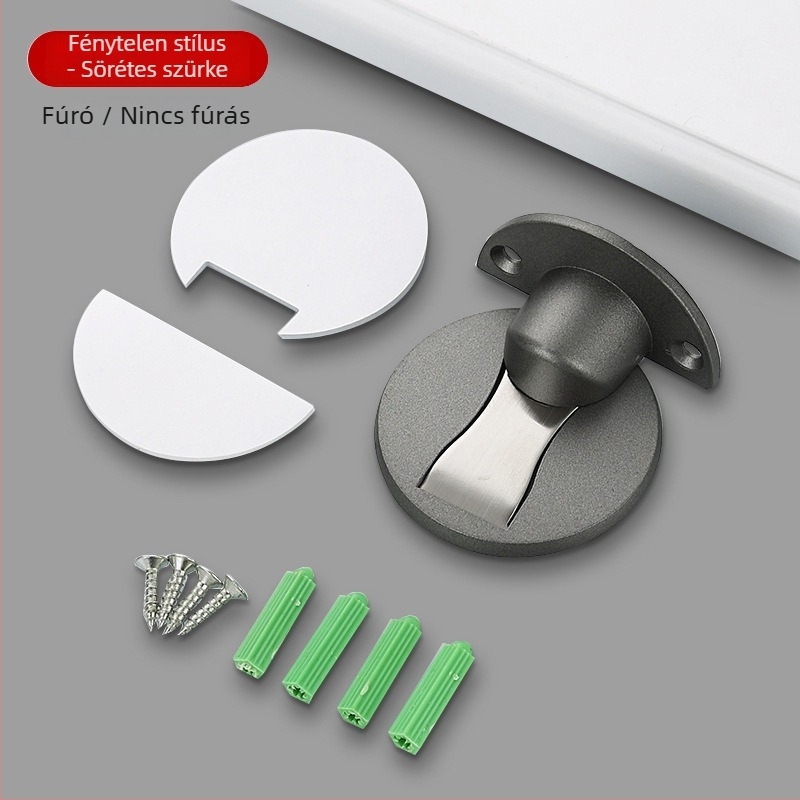 Alumíniumötvözet padlóra szerelt ajtóstop beltéri faajtókhoz, Ct-02 telepítés, homokfúvott felület, standard felépítés, elektroplatálás