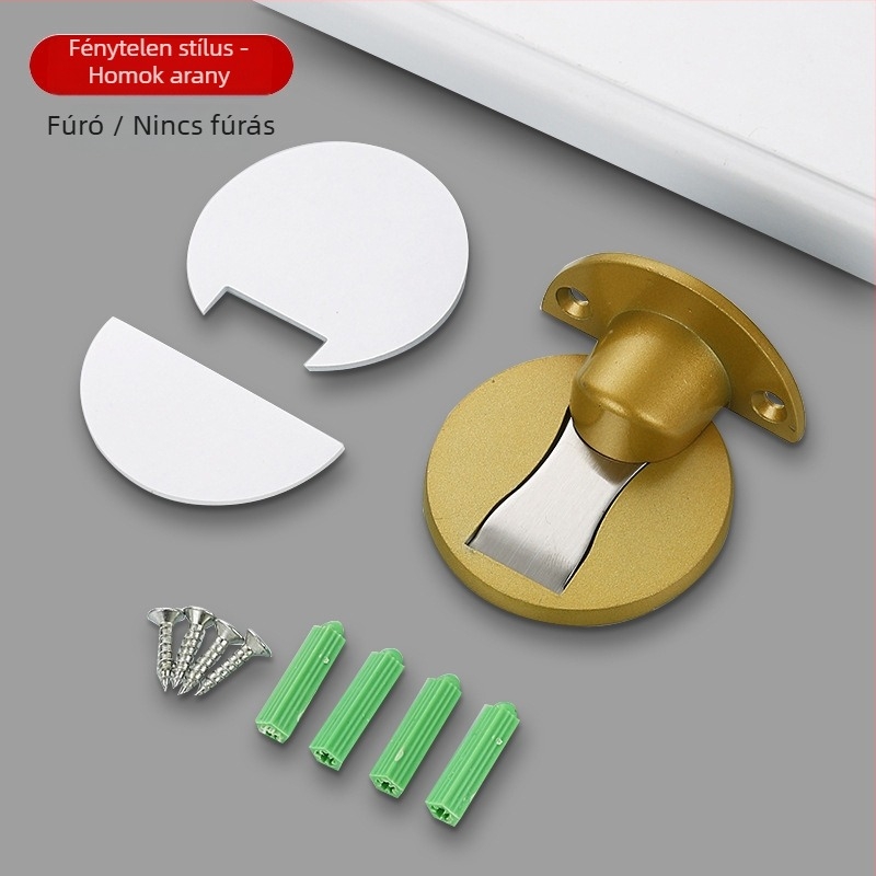 Alumíniumötvözet padlóra szerelt ajtóstop beltéri faajtókhoz, Ct-02 telepítés, homokfúvott felület, standard felépítés, elektroplatálás