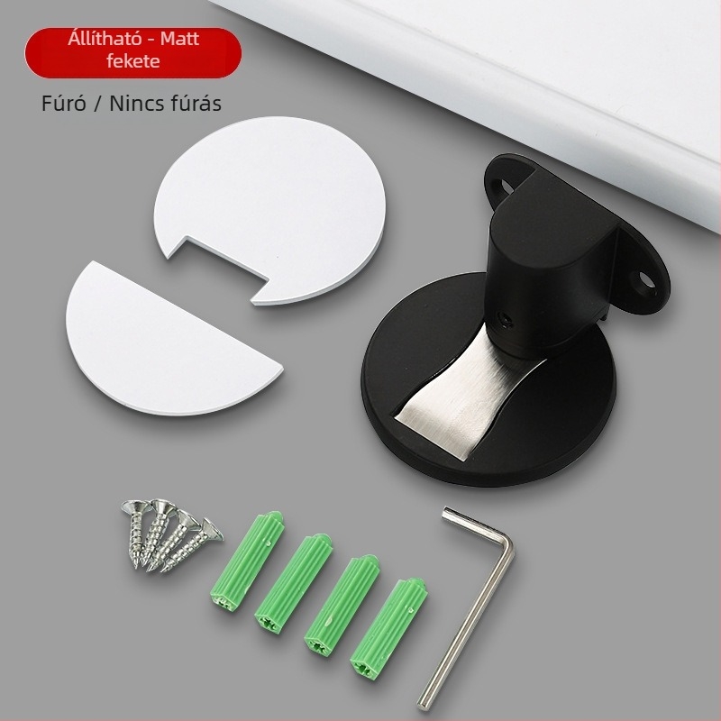 Alumíniumötvözet padlóra szerelt ajtóstop beltéri faajtókhoz, Ct-02 telepítés, homokfúvott felület, standard felépítés, elektroplatálás