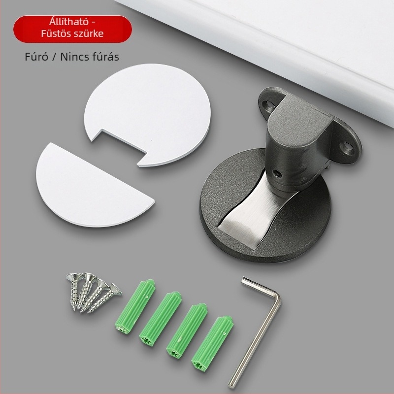 Alumíniumötvözet padlóra szerelt ajtóstop beltéri faajtókhoz, Ct-02 telepítés, homokfúvott felület, standard felépítés, elektroplatálás