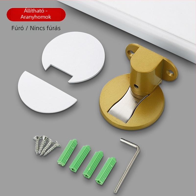 Alumíniumötvözet padlóra szerelt ajtóstop beltéri faajtókhoz, Ct-02 telepítés, homokfúvott felület, standard felépítés, elektroplatálás