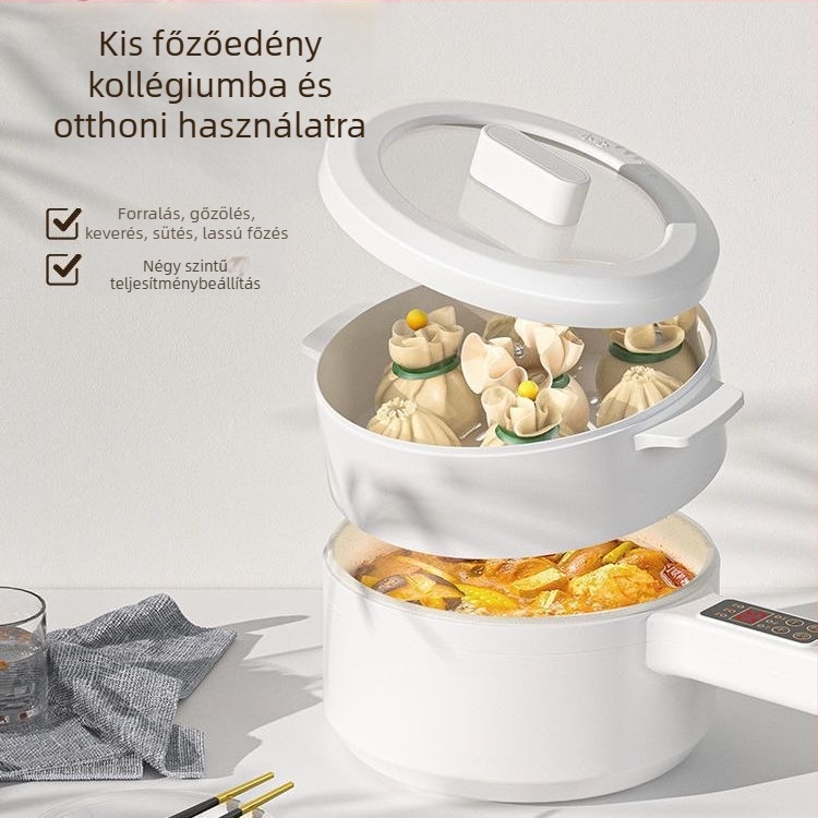 Intelligens elektromos főzőedény, többfunkciós: tészta, rizs párolás, zabkása, sütés és hot pot – minden egyben; kerámia belső edény; levehető és mosható; vezérlés gombbal; kapacitás 2 L alatt; 2–3 személyre (2 L alatt; 2–3 személyre; kerámia belső edény; 