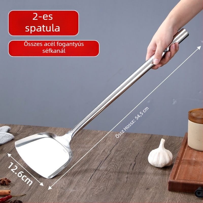304 rozsdamentes acél főzőkanál és spatula hosszú nyéllel — többfunkciós konyhai eszközök főzéshez, sütéshez és tálaláshoz