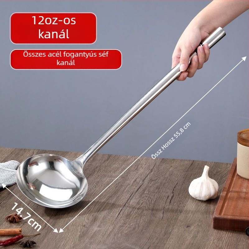 304 rozsdamentes acél főzőkanál és spatula hosszú nyéllel — többfunkciós konyhai eszközök főzéshez, sütéshez és tálaláshoz