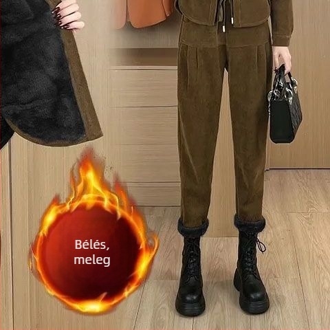 Női kétrészes casual kosztüm PVC anyaggal, hosszú hercegnős ujjak, 3/4 hosszú nadrág, tavasz 2025