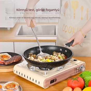 Maifan kő lapos aljú tapadásmentes serpenyő üvegfedővel, karbonacélból készült, indukciós tűzhelyhez kompatibilis