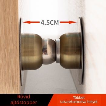 Rozsdamentes acél ajtómegállító, fúrás nélkül, erős mágneses vonzás, falra szerelhető, felület: kefésített és elektrogalvanizált