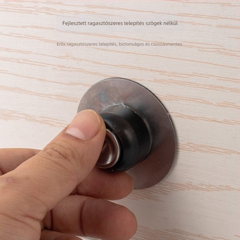 Rozsdamentes acél ajtómegállító, fúrás nélkül, erős mágneses vonzás, falra szerelhető, felület: kefésített és elektrogalvanizált