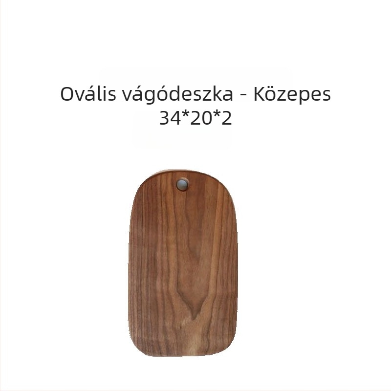 Fekete diófa masszív vágódeszka ovális alakban, gyümölcsökhöz, konyhai használatra, nagy és kicsi méretben