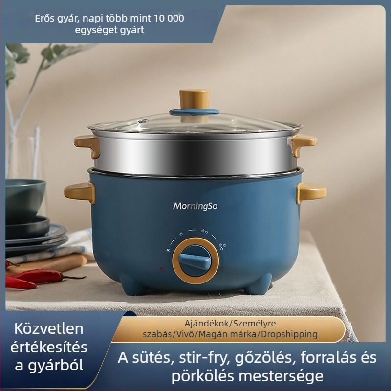 Elektronikus főzőedény – mindenre használható, grill és shabu-shabu kombinációval, 2,1–4 L, belső rozsdamentes acél, gombos vezérlés, modell YH-28CM, otthonra, kollégiumba és irodába