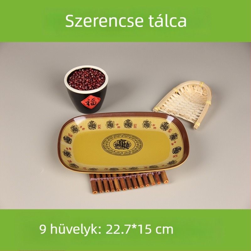 Melaminból készült négyszögletes szolgáló tál, glazúrozott felülettel, több mintázattal, ideális szállodák és vendéglátóhelyek számára