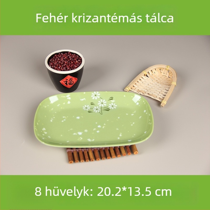 Melaminból készült négyszögletes szolgáló tál, glazúrozott felülettel, több mintázattal, ideális szállodák és vendéglátóhelyek számára