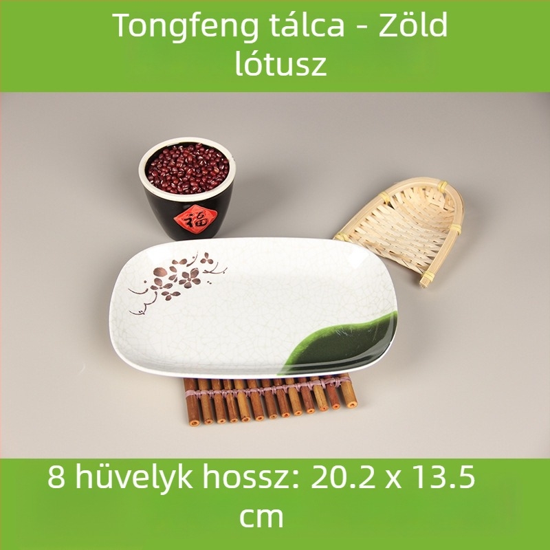 Melaminból készült négyszögletes szolgáló tál, glazúrozott felülettel, több mintázattal, ideális szállodák és vendéglátóhelyek számára