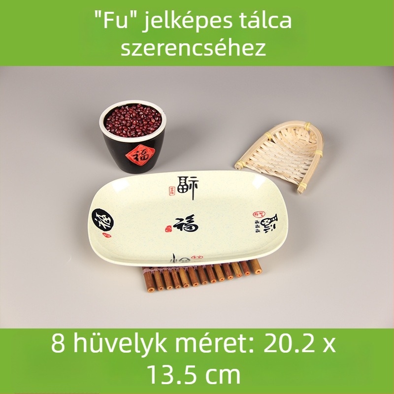 Melaminból készült négyszögletes szolgáló tál, glazúrozott felülettel, több mintázattal, ideális szállodák és vendéglátóhelyek számára