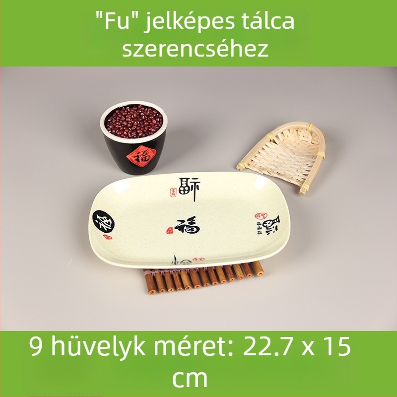 Melaminból készült négyszögletes szolgáló tál, glazúrozott felülettel, több mintázattal, ideális szállodák és vendéglátóhelyek számára