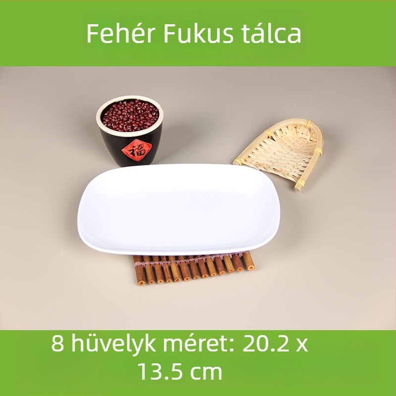 Melaminból készült négyszögletes szolgáló tál, glazúrozott felülettel, több mintázattal, ideális szállodák és vendéglátóhelyek számára