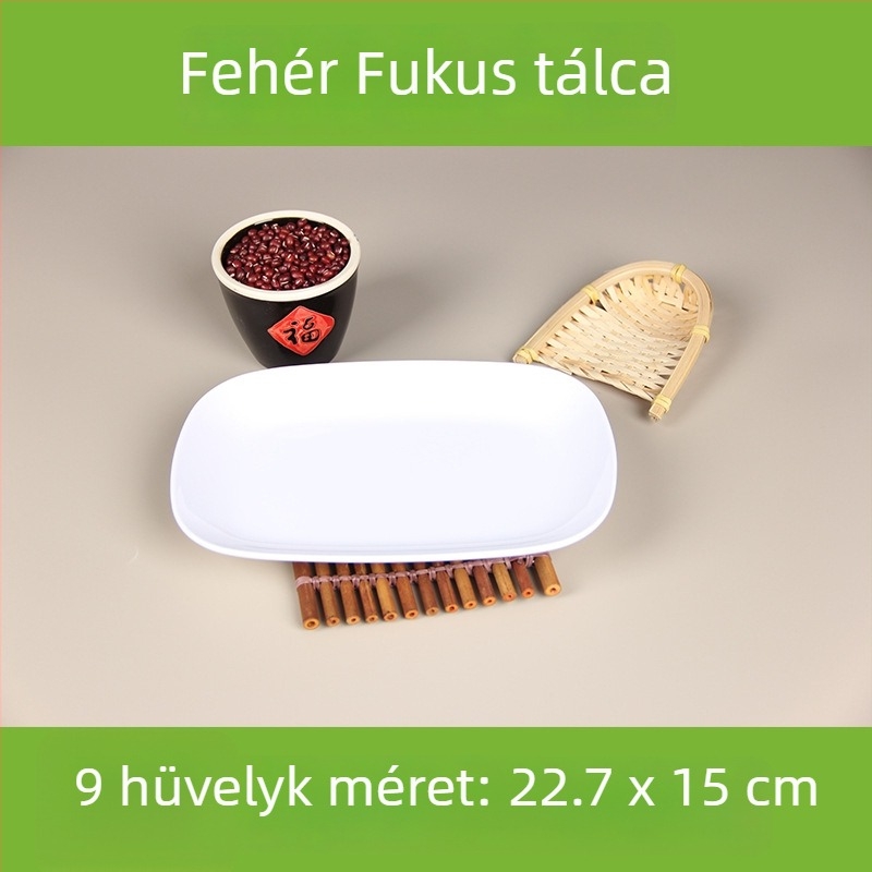 Melaminból készült négyszögletes szolgáló tál, glazúrozott felülettel, több mintázattal, ideális szállodák és vendéglátóhelyek számára