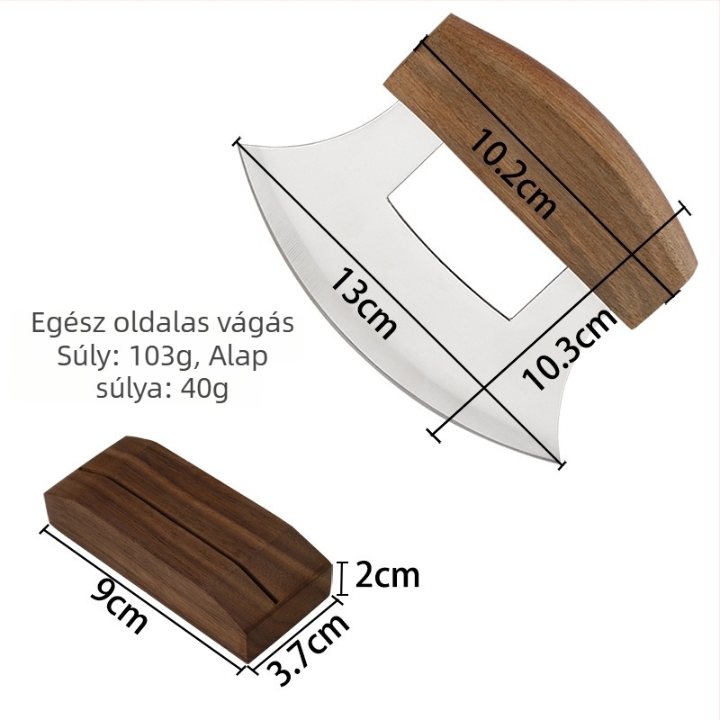 Pizza kerékvágó rozsdamentes acélból és fával, modell RC251231A, konyhai eszköz, minimalist stílus