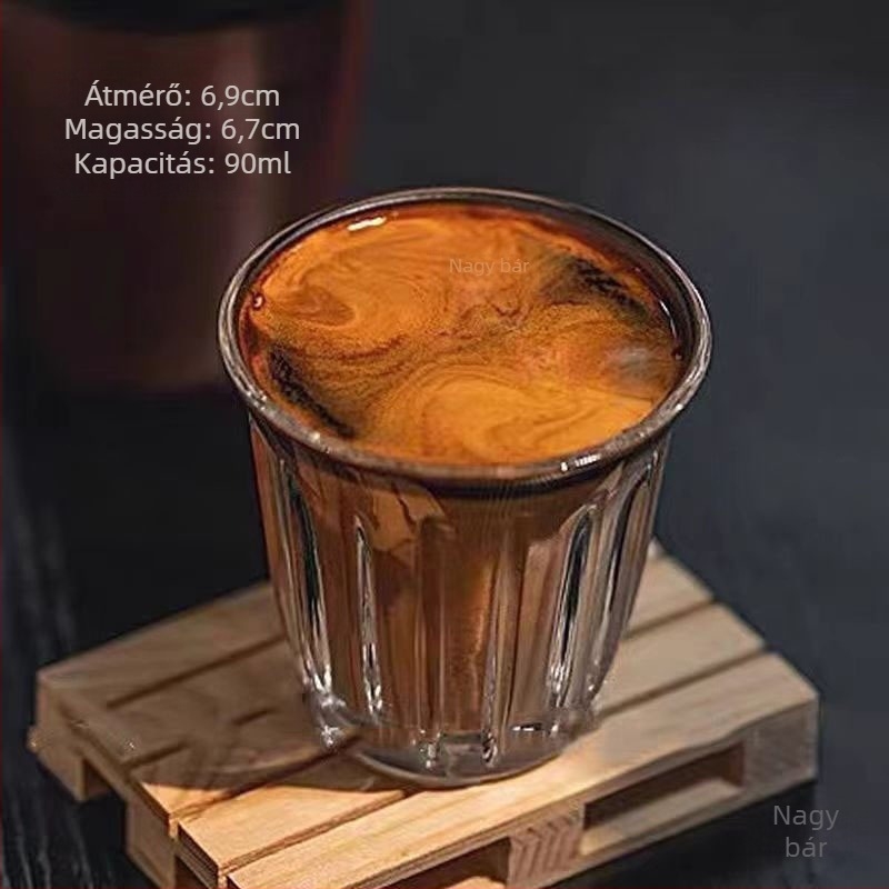 Üvegkávés pohár, fagyasztható, könnyed luxus-retro stílus, papírdobozos csomagolás