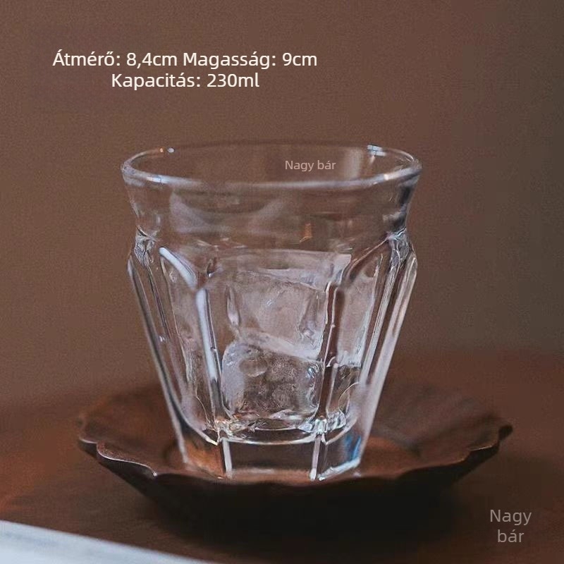 Üvegkávés pohár, fagyasztható, könnyed luxus-retro stílus, papírdobozos csomagolás