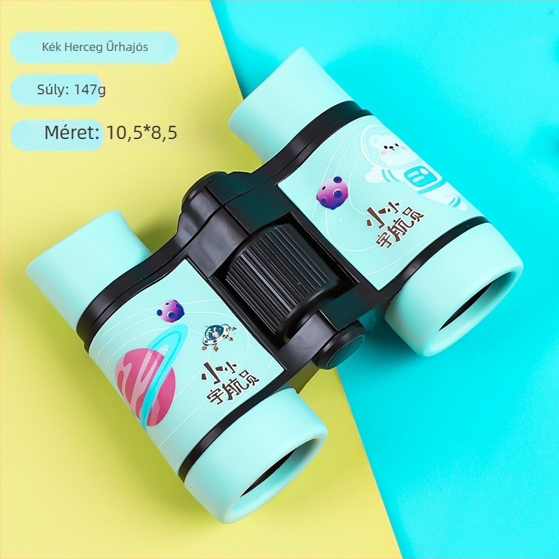 Gyerekeknek szánt játék-binokli, terepszínű külső, gumírozott, ütésálló, 5 mm+ pupillaátmérő