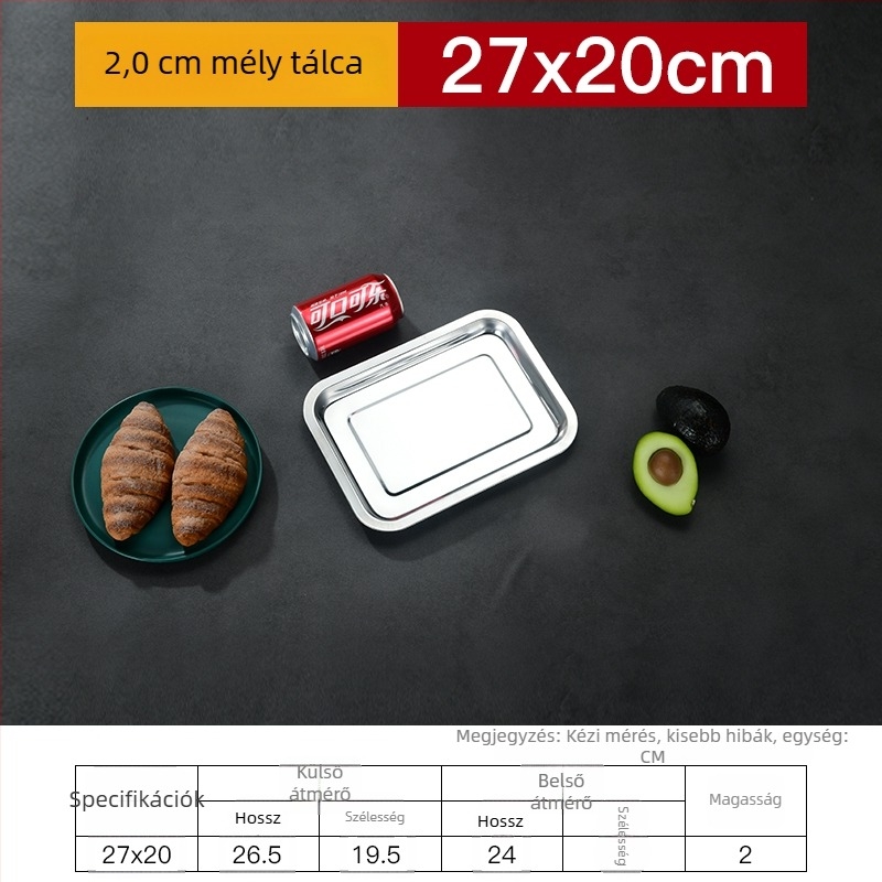 Vasból készült négyszögletes lemez és téglalap alakú tál vastagodott, mélyített dizájnnal, elektroforezises felületkezelés, összecsukható