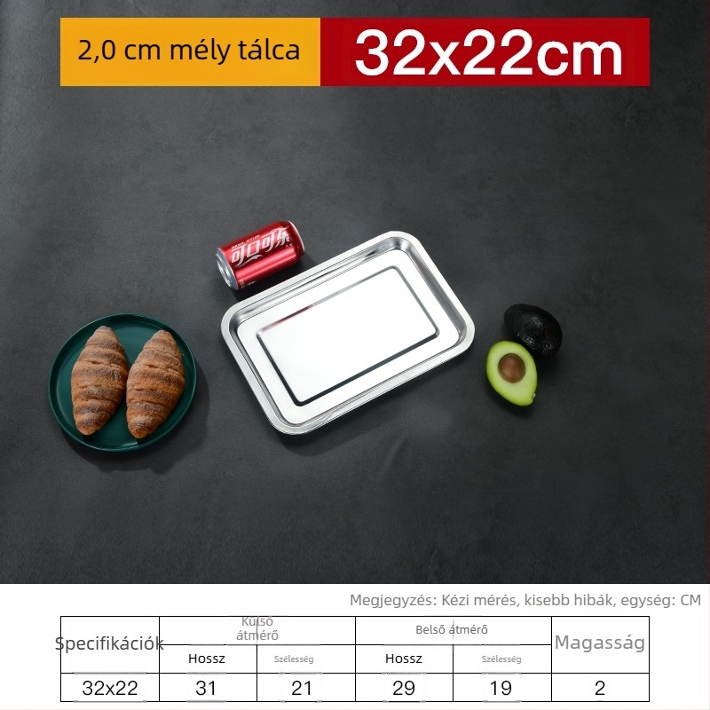 Vasból készült négyszögletes lemez és téglalap alakú tál vastagodott, mélyített dizájnnal, elektroforezises felületkezelés, összecsukható