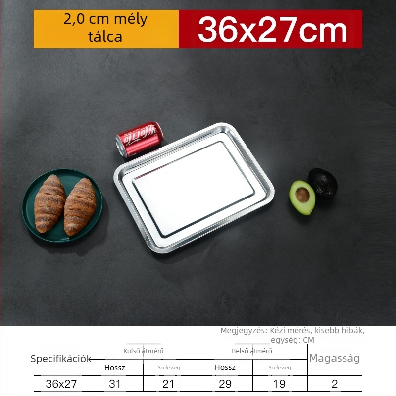 Vasból készült négyszögletes lemez és téglalap alakú tál vastagodott, mélyített dizájnnal, elektroforezises felületkezelés, összecsukható