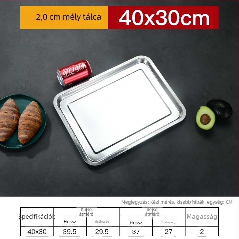 Vasból készült négyszögletes lemez és téglalap alakú tál vastagodott, mélyített dizájnnal, elektroforezises felületkezelés, összecsukható