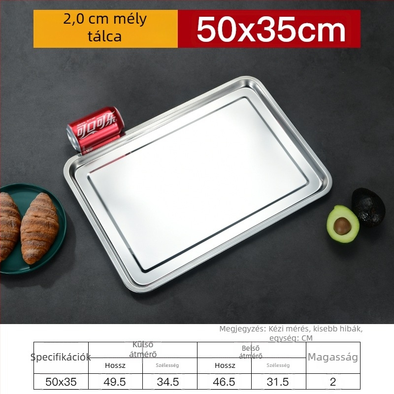 Vasból készült négyszögletes lemez és téglalap alakú tál vastagodott, mélyített dizájnnal, elektroforezises felületkezelés, összecsukható