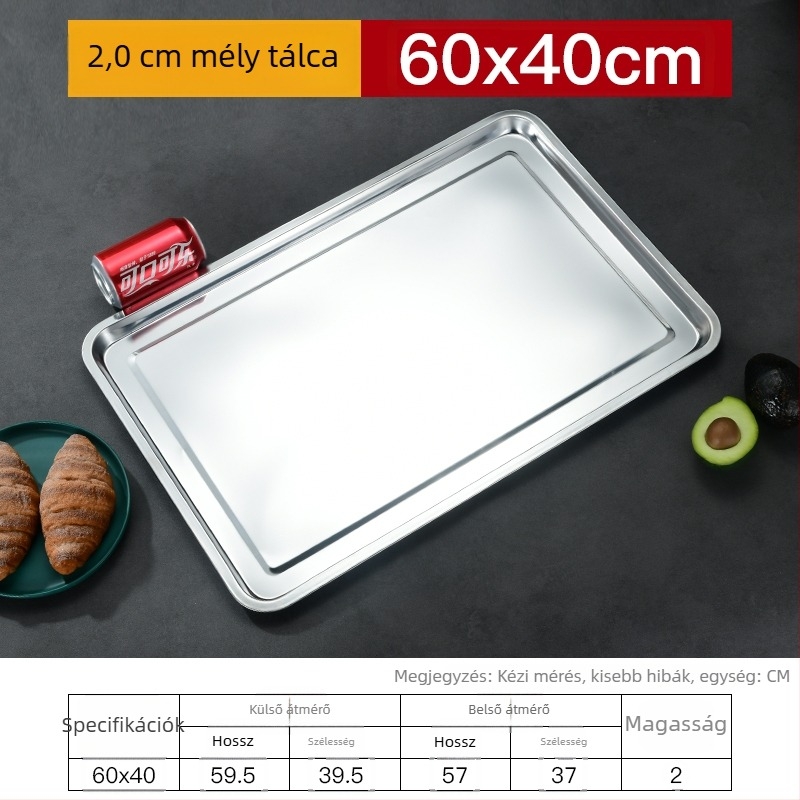 Vasból készült négyszögletes lemez és téglalap alakú tál vastagodott, mélyített dizájnnal, elektroforezises felületkezelés, összecsukható