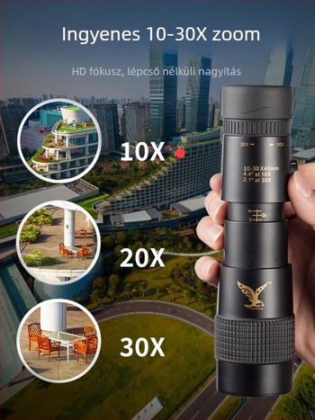 Monokuláris távcső nagy nagyítás, HD kép, éjjellátó, gumírozott ütésálló kivitel, modell 985