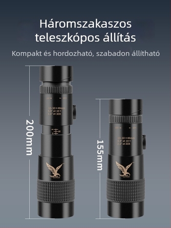 Monokuláris távcső nagy nagyítás, HD kép, éjjellátó, gumírozott ütésálló kivitel, modell 985