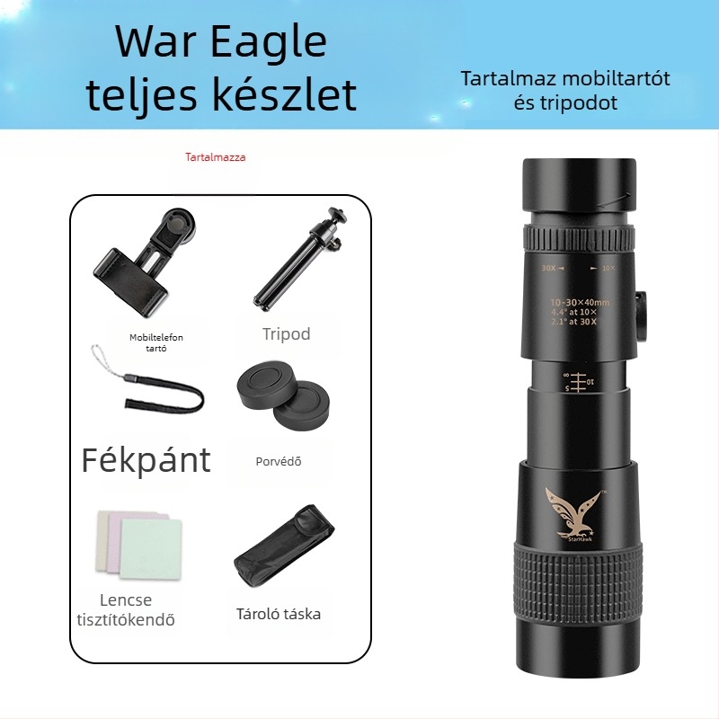 Monokuláris távcső nagy nagyítás, HD kép, éjjellátó, gumírozott ütésálló kivitel, modell 985