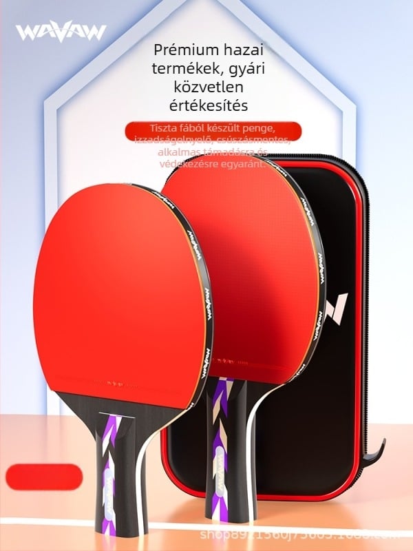 WAVAW asztaliteniszütő, nyárfa penge, anti-adhéziós gumi, kettős ütő hosszú és rövid nyéllel, logó nyomtatás elérhető
