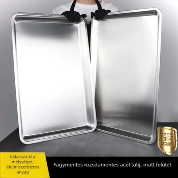 304 rozsdamentes acél téglalap alakú tálca elektroplattolt felülettel, vastagított kivitel gőzöléshez és sütéshez, otthoni és vendéglátóipari konyhákhoz