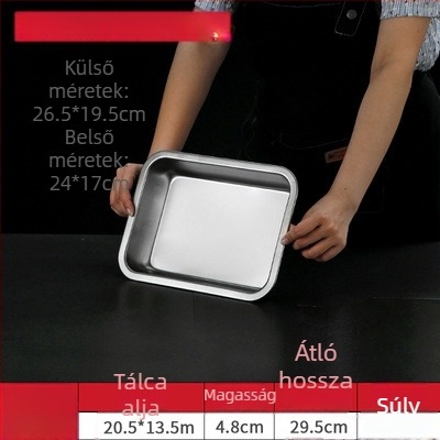 304 rozsdamentes acél téglalap alakú tálca elektroplattolt felülettel, vastagított kivitel gőzöléshez és sütéshez, otthoni és vendéglátóipari konyhákhoz