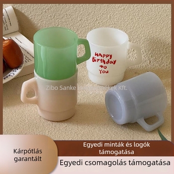 Koreai stílusú hőálló üvegpohár fogantyúval, kézzel készített hengeres forma, 300 g