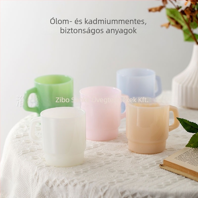 Koreai stílusú hőálló üvegpohár fogantyúval, kézzel készített hengeres forma, 300 g