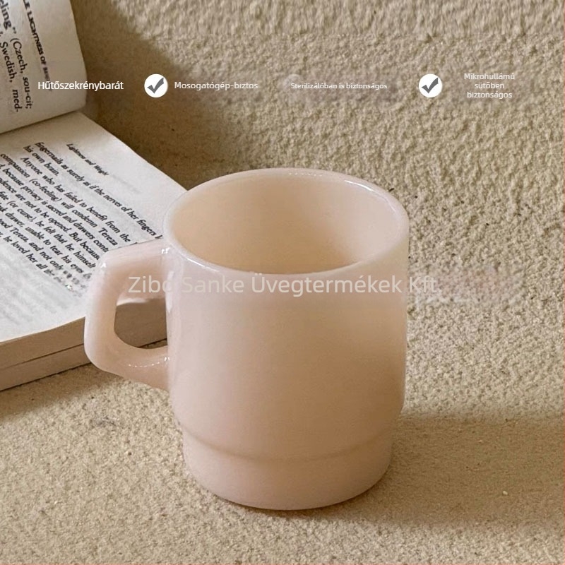 Koreai stílusú hőálló üvegpohár fogantyúval, kézzel készített hengeres forma, 300 g