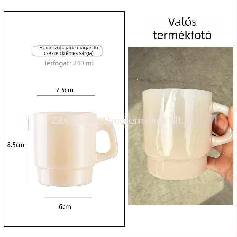 Koreai stílusú hőálló üvegpohár fogantyúval, kézzel készített hengeres forma, 300 g